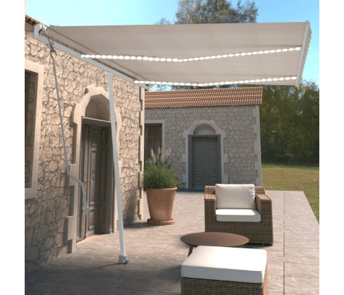 Toldo automático con LED y sensor de viento crema 350x250 cm