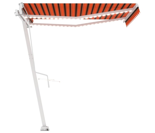 Toldo automático LED sensor de viento naranja marrón 350x250 cm