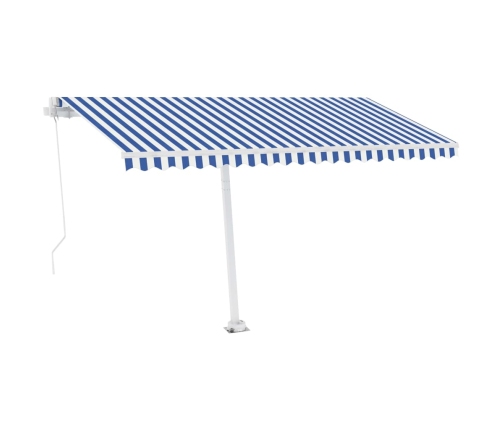 Toldo de pie retráctil manual azul y blanco 400x300 cm