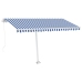 Toldo de pie retráctil manual azul y blanco 400x300 cm