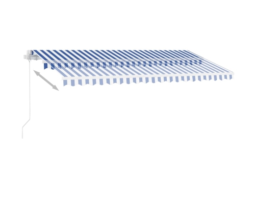 Toldo de pie retráctil manual azul y blanco 400x300 cm