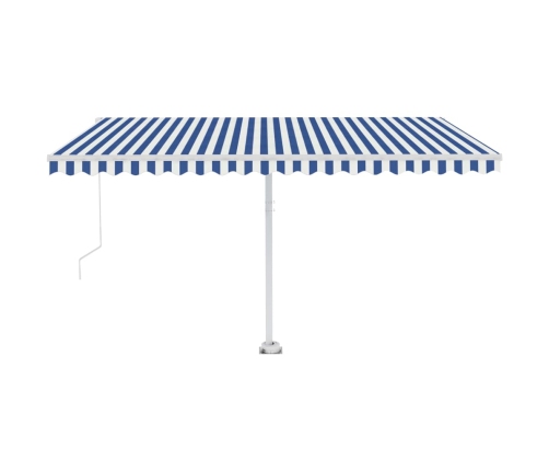 Toldo de pie retráctil manual azul y blanco 400x300 cm