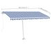 Toldo de pie retráctil manual azul y blanco 400x300 cm