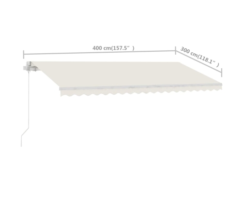 Toldo de pie retráctil manual crema 400x300 cm