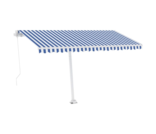 Toldo retráctil manual con LED azul y blanco 400x300 cm