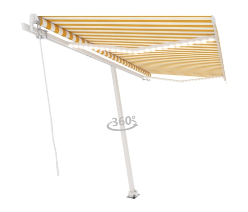 Toldo retráctil manual con LED amarillo y blanco 400x300 cm