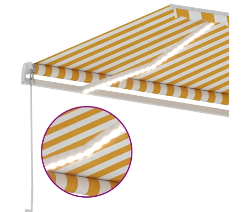 Toldo retráctil manual con LED amarillo y blanco 400x300 cm