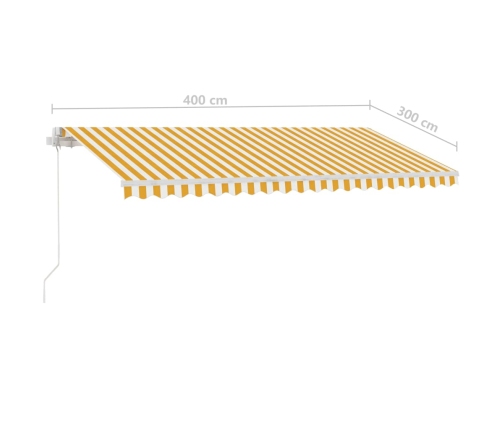 Toldo retráctil manual con LED amarillo y blanco 400x300 cm