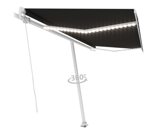 Toldo retráctil manual con LED gris antracita 400x300 cm