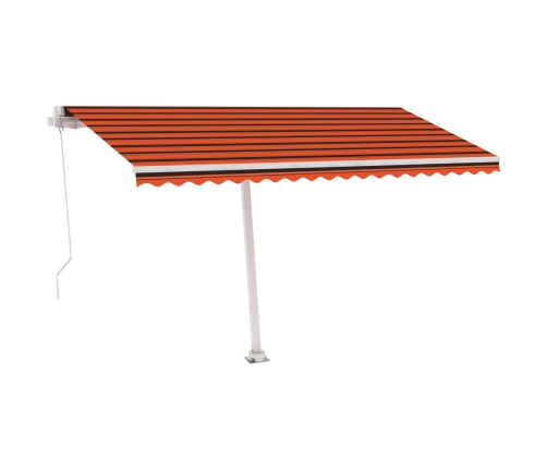 Toldo manual retráctil con LED naranja y marrón 400x300 cm