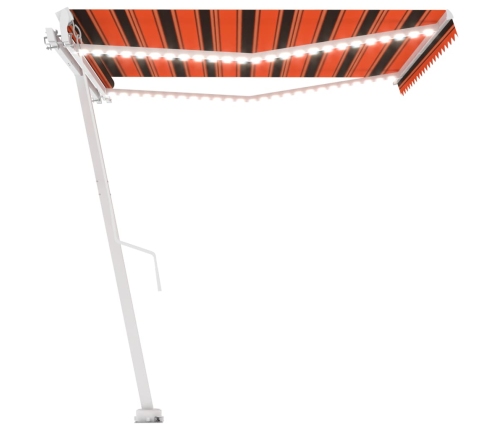 Toldo manual retráctil con LED naranja y marrón 400x300 cm