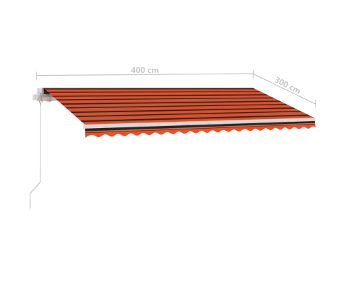 Toldo manual retráctil con LED naranja y marrón 400x300 cm