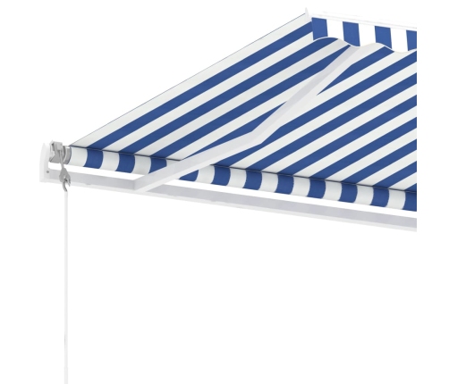 Toldo de pie automático azul y blanco 400x300 cm