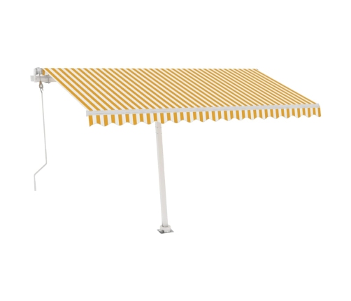 Toldo de pie automático amarillo y blanco 400x300 cm