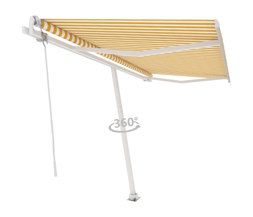 Toldo de pie automático amarillo y blanco 400x300 cm