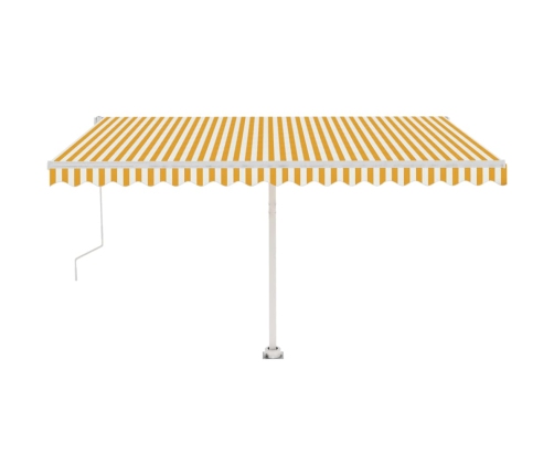 Toldo de pie automático amarillo y blanco 400x300 cm