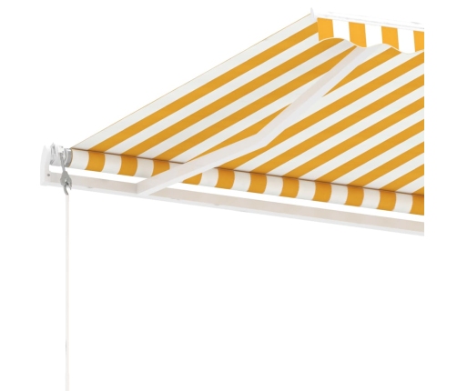 Toldo de pie automático amarillo y blanco 400x300 cm