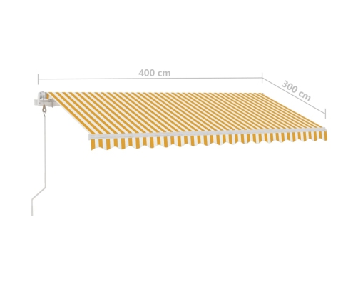 Toldo de pie automático amarillo y blanco 400x300 cm