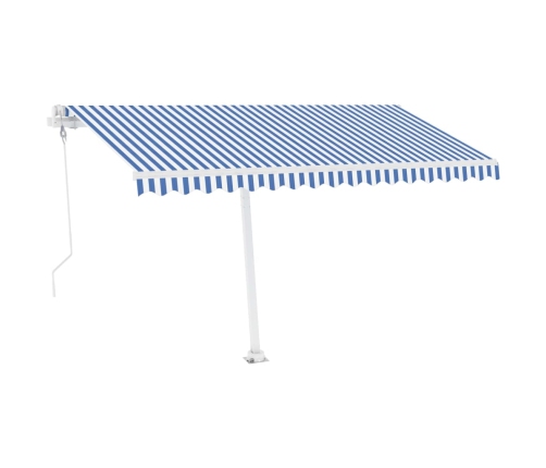 Toldo automático LED sensor de viento azul y blanco 400x300 cm