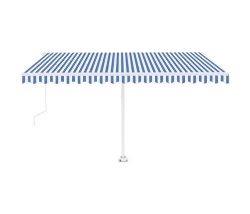 Toldo automático LED sensor de viento azul y blanco 400x300 cm