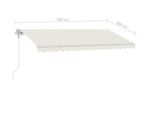 Toldo automático con LED sensor de viento crema 400x300 cm