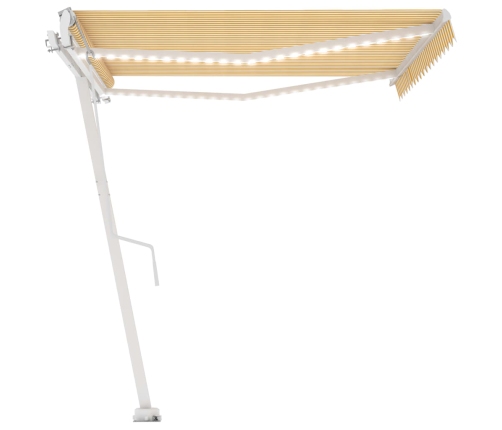 Toldo automático LED sensor de viento amarillo blanco 400x300cm