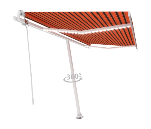 Toldo automático LED sensor de viento naranja/marrón 400x300 cm