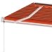 Toldo automático LED sensor de viento naranja/marrón 400x300 cm