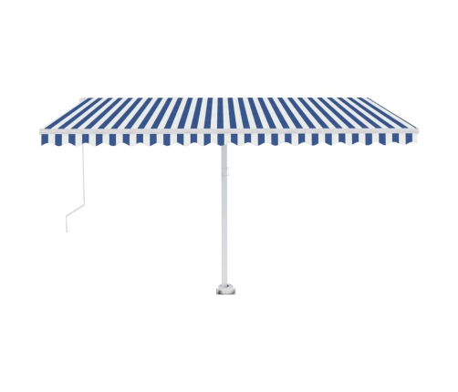 Toldo de pie manual azul y blanco 450x300 cm