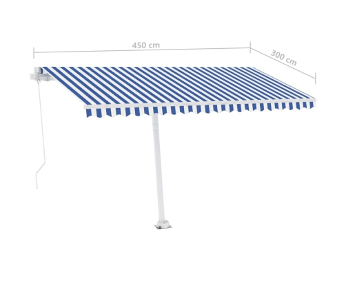 Toldo de pie manual azul y blanco 450x300 cm