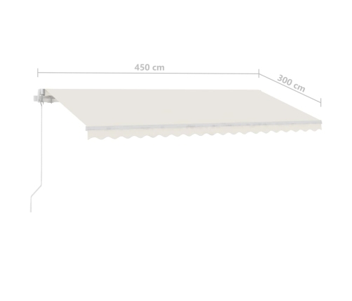 Toldo retráctil manual con LED color crema 450x300 cm