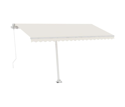 Toldo retráctil manual con LED color crema 450x300 cm