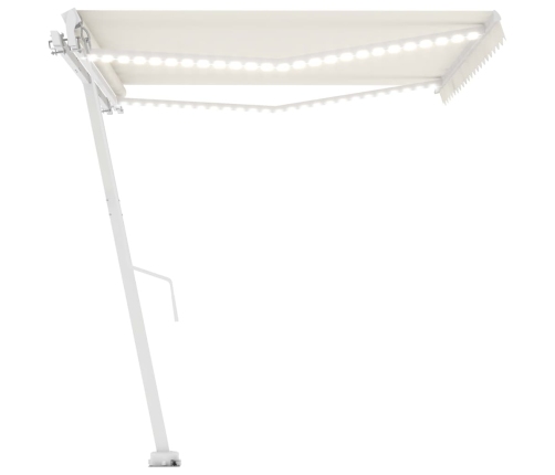 Toldo retráctil manual con LED color crema 450x300 cm