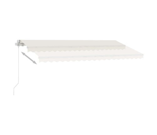 Toldo retráctil manual con LED color crema 450x300 cm