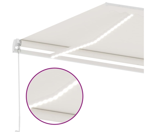 Toldo retráctil manual con LED color crema 450x300 cm