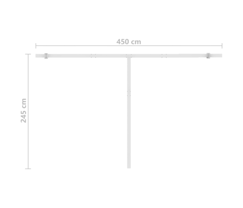 Toldo retráctil manual con LED color crema 450x300 cm
