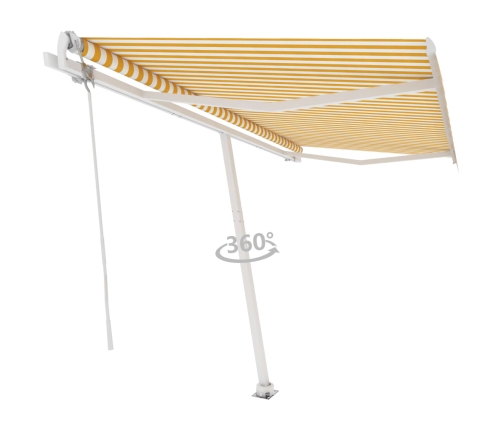 Toldo de pie automático amarillo y blanco 450x300 cm
