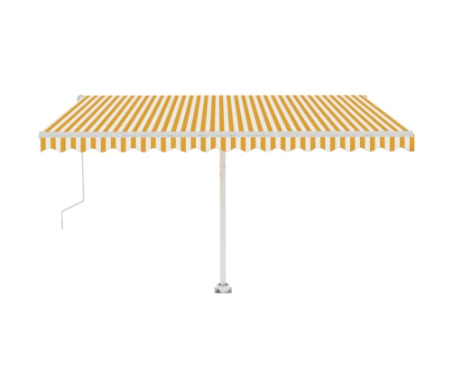 Toldo de pie automático amarillo y blanco 450x300 cm