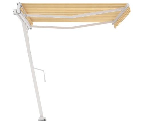 Toldo de pie automático amarillo y blanco 450x300 cm