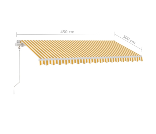 Toldo de pie automático amarillo y blanco 450x300 cm