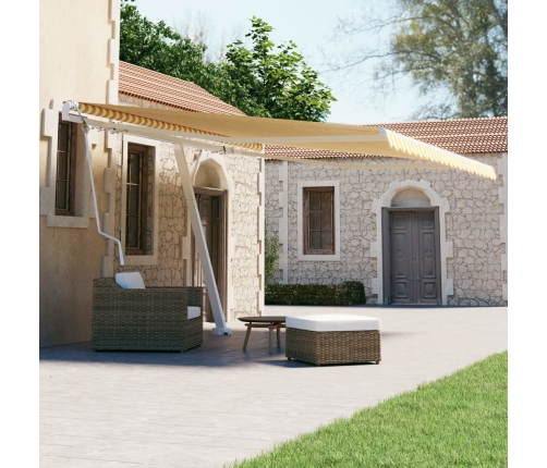 Toldo de pie automático amarillo y blanco 450x300 cm