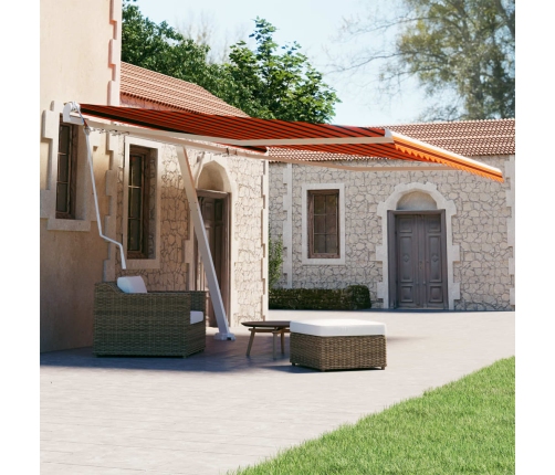 Toldo de pie automático naranja y marrón 450x300 cm