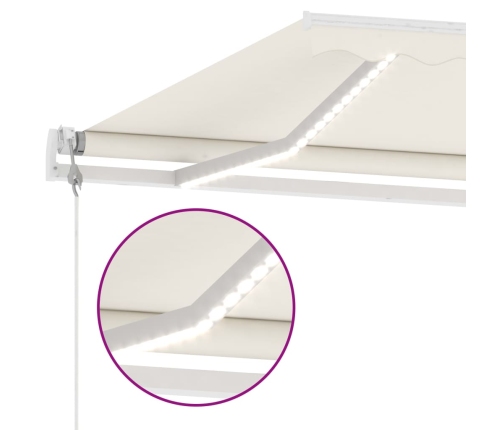 Toldo automático con LED y sensor de viento crema 450x300 cm