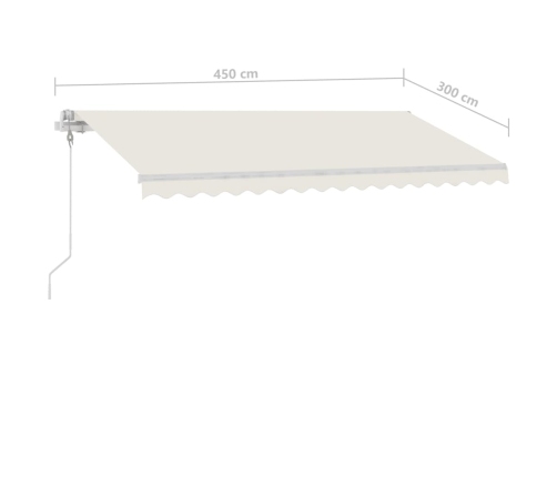 Toldo automático con LED y sensor de viento crema 450x300 cm