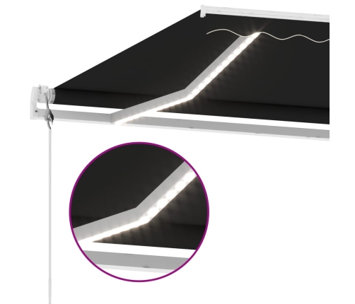 Toldo automático con LED y sensor de viento antracita 450x300cm