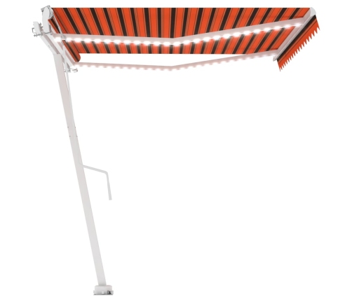 Toldo automático LED sensor de viento naranja marrón 450x300 cm