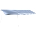 Toldo de pie retráctil manual azul y blanco 500x300 cm