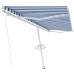 Toldo de pie retráctil manual azul y blanco 500x300 cm