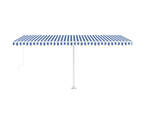 Toldo de pie retráctil manual azul y blanco 500x300 cm