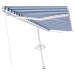 Toldo retráctil manual con LED azul y blanco 500x300 cm